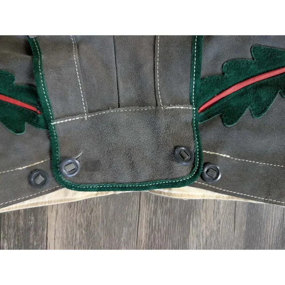 Boys Lederhosen German Gray Bavarian Suede Leather Shorts Costume Leprechaun